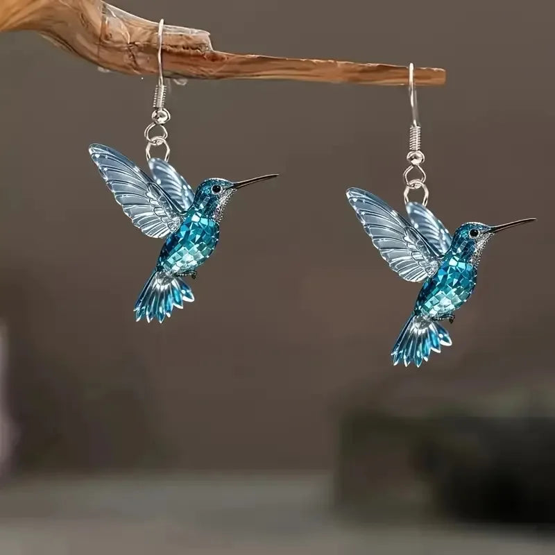 Kék kristály kolibri fülbevalók