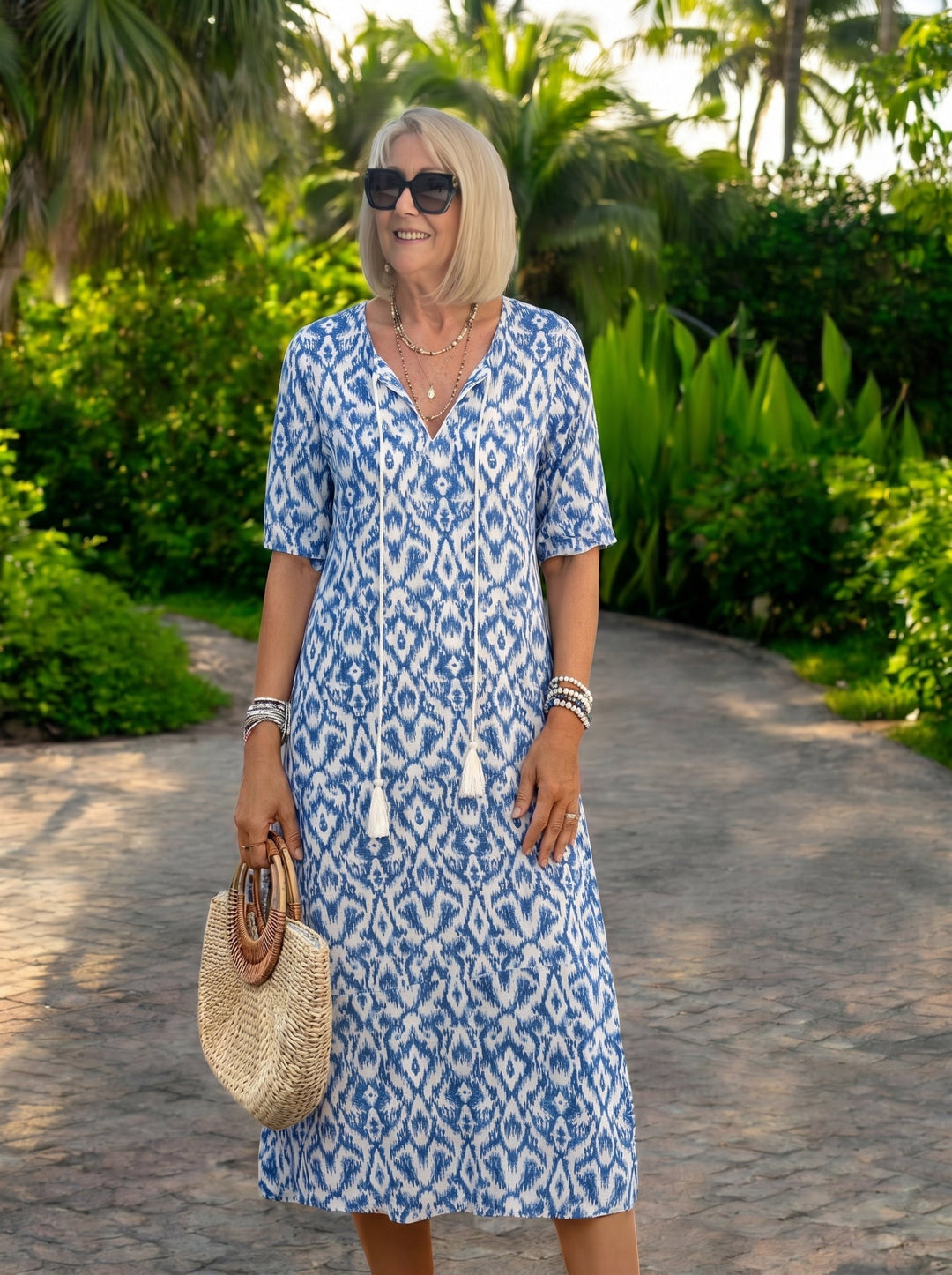 MARIETTA | Boho midi, megkötős dekoltázzsal